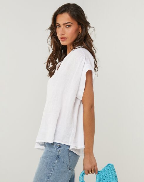 Weißes Top Anne aus 100% Leinen