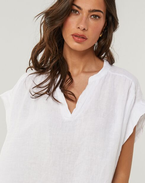 Weißes Top Anne aus 100% Leinen