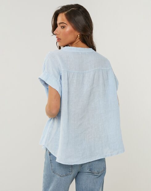 100% linnen Anne hemelsblauwe top