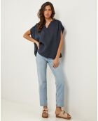 Top 100% Lin Anne bleu marine