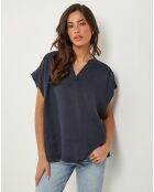 Top 100% Lin Anne bleu marine