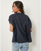 Top 100% Lin Anne bleu marine