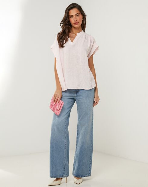 Lichtroze Anne top van 100% linnen