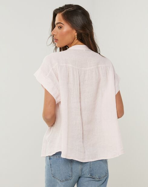 Lichtroze Anne top van 100% linnen