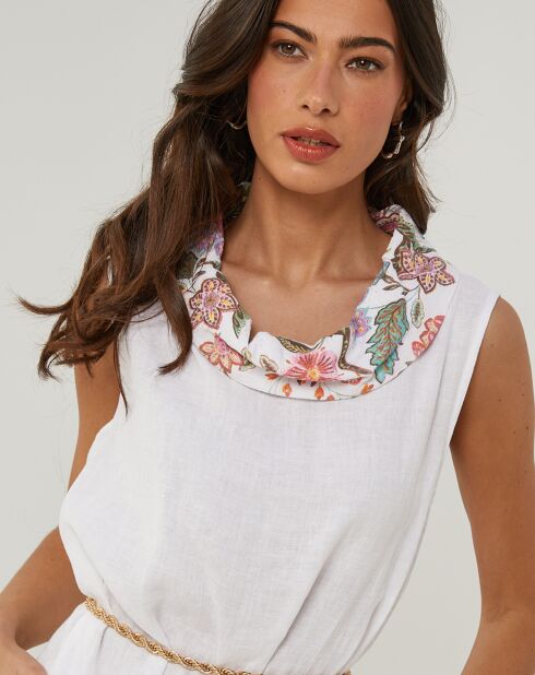 Weißes Kleid Anais aus 100% Leinen