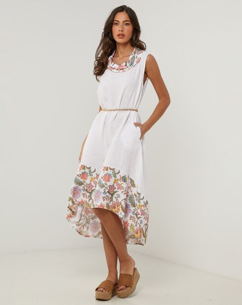 Weißes Kleid Anais aus 100% Leinen