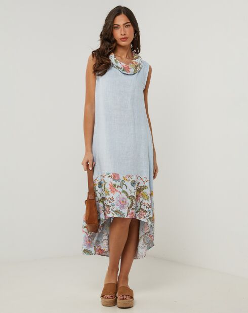 Robe 100% Lin Anais bleu ciel