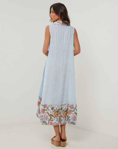 Robe 100% Lin Anais bleu ciel