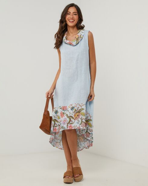 Robe 100% Lin Anais bleu ciel