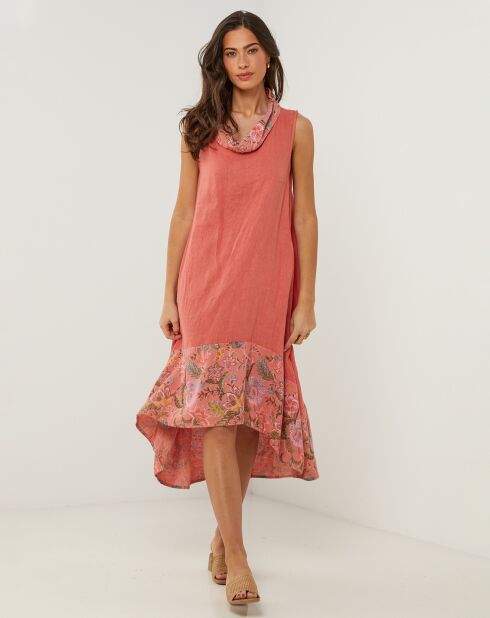 Anais koraaljurk van 100% linnen