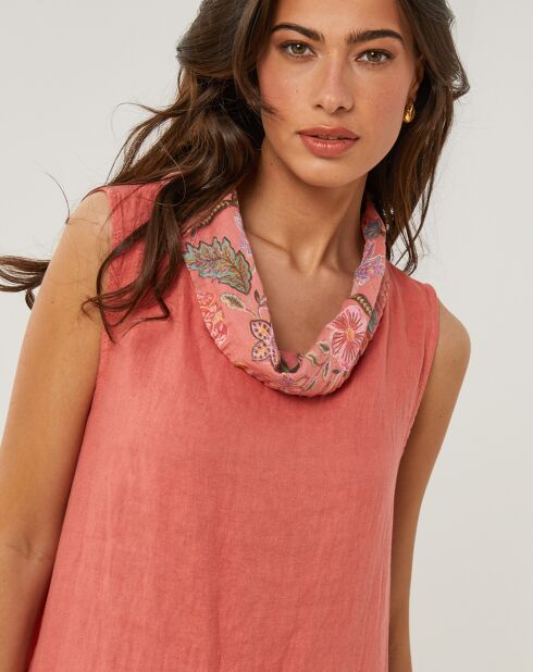 Anais koraaljurk van 100% linnen