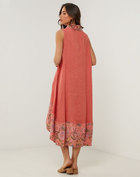 Anais koraaljurk van 100% linnen