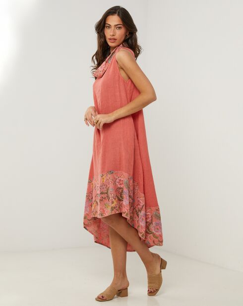 Anais koraaljurk van 100% linnen