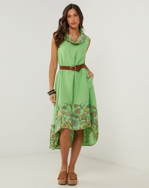 Anais groene jurk van 100% linnen