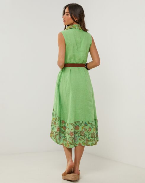 Anais groene jurk van 100% linnen