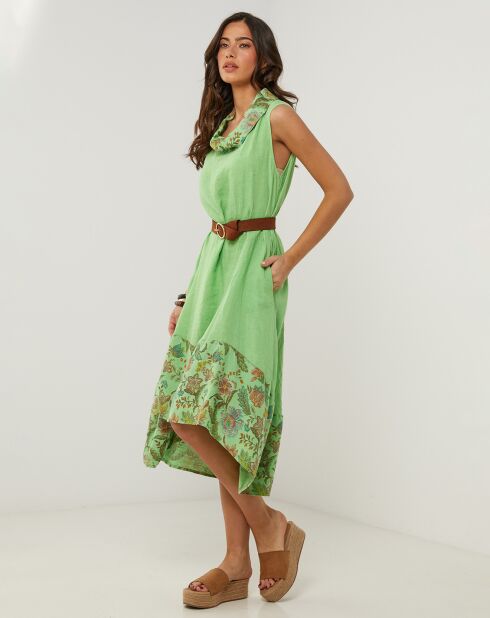 Anais groene jurk van 100% linnen