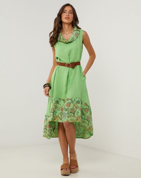 Anais groene jurk van 100% linnen