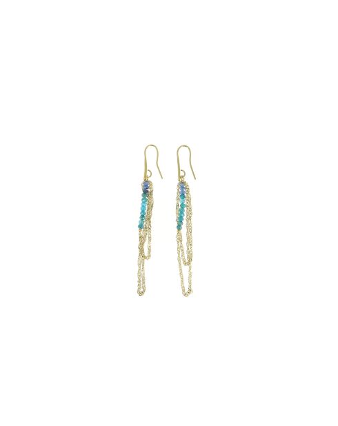Boucles d'oreilles Alya cyanite apatite bleue
