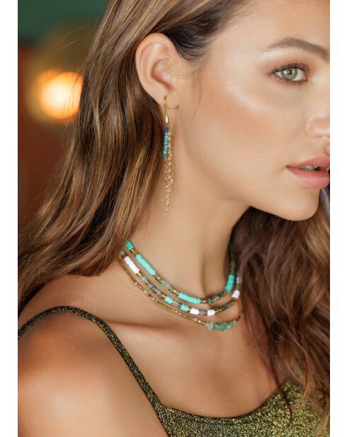Boucles d'oreilles Alya amazonite cyanite vert/bleu