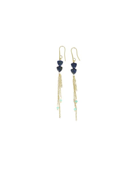 Boucles d'oreilles Romane lapis lazulis amazonites bleues