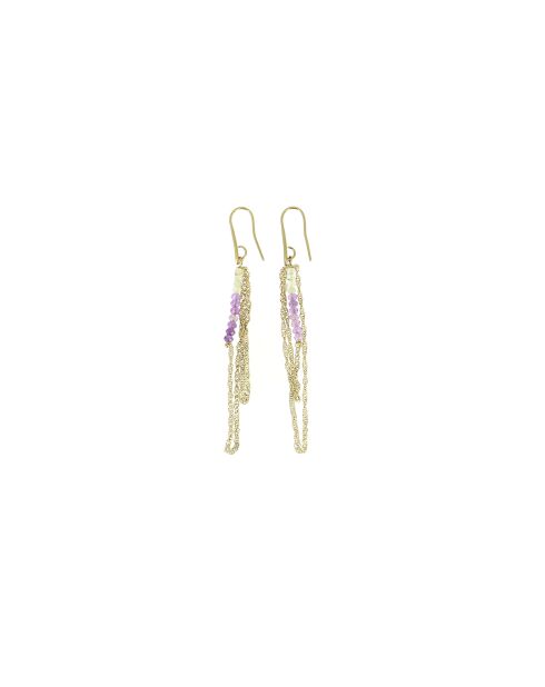 Boucles d'oreilles Alya calcite verte améthyste
