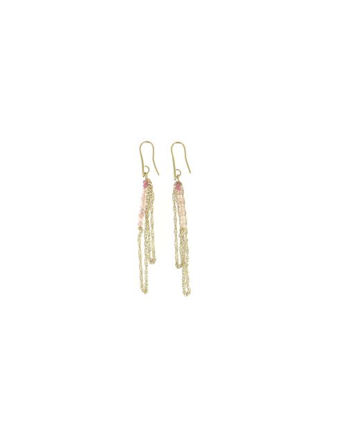 Boucles d'oreilles Alya quartz rose dorées