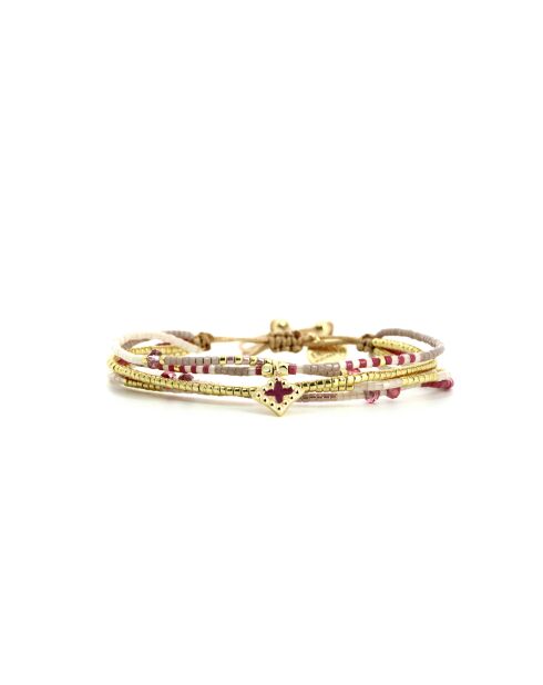 Bracelet Plum Bubble Inaya prune nacre doré