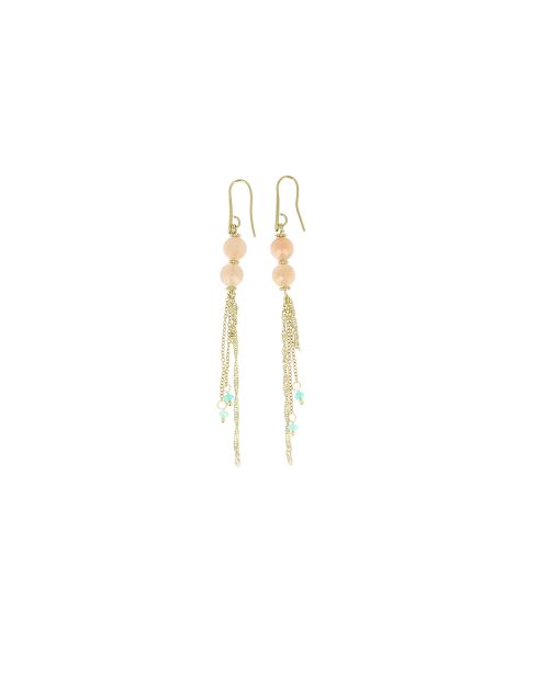 Boucles d'oreilles Romane pierres de lune corail amazonite vertes