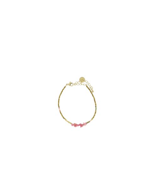 Bracelet Ambre hématites dorées quartz rose tourmaline