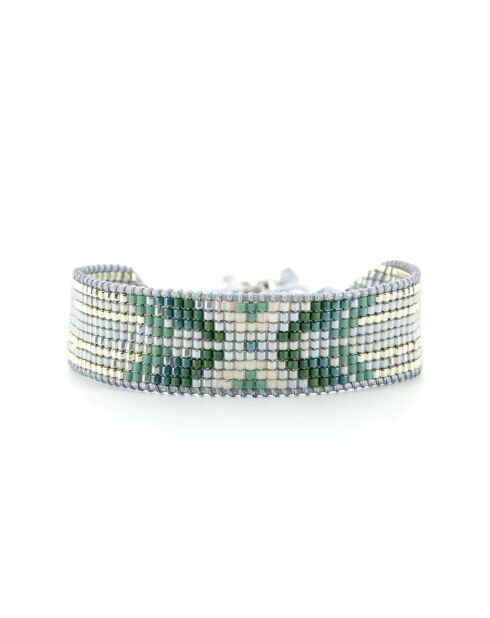 Bracelet Plage d'argent Anna vert argenté