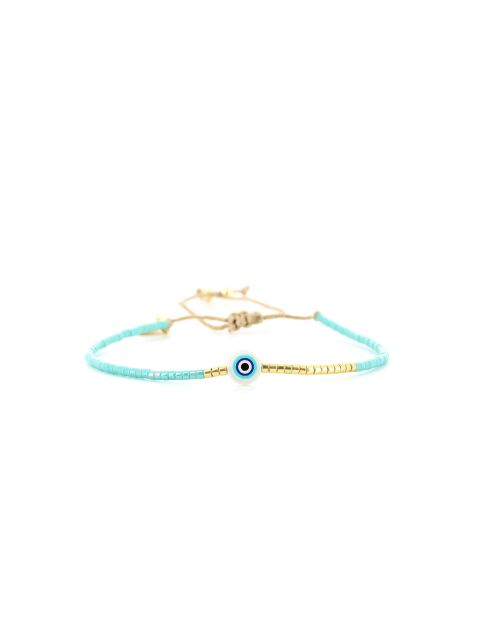 Bracelet Blue Maldive Iris turquoise doré