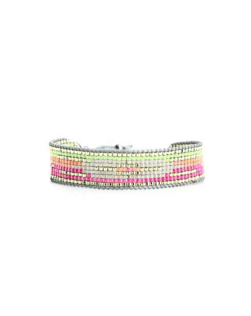 Bracelet Rainbow Kiss Charly rose fluo corail rosé fluo vert fluo argenté