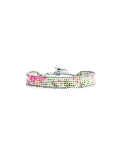 Bracelet Rainbow Kiss Chloe rose fluo corail rosé fluo vert fluo argenté