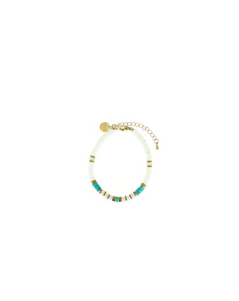 Bracelet Ibiza Beach white gold blanc turquoise