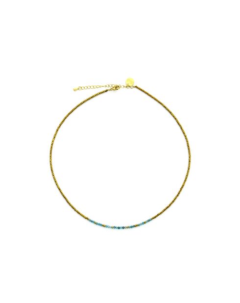 Collier Sarah apatite bleue claire hématite