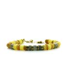Bracelet Stone Ibiza Beach nacre jaune cury labradorite foncée