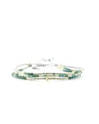 Bracelet Plage d'argent Agathe vert argenté