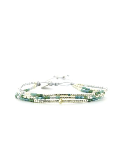 Bracelet Plage d'argent Agathe vert argenté