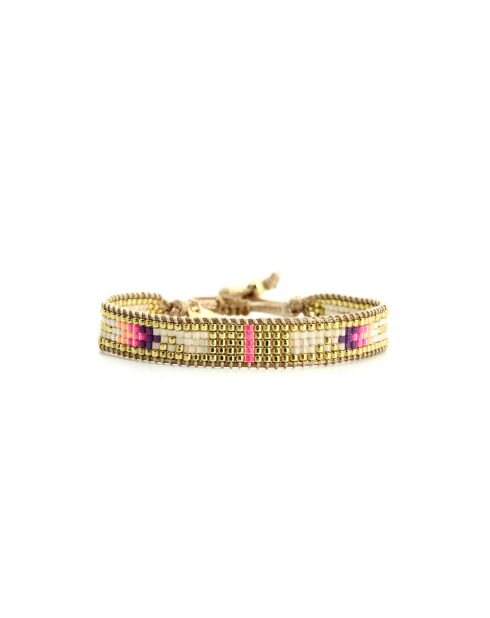 Bracelet Spaggia Rosa Ines mauve rose fluo saumon fluo nacre doré