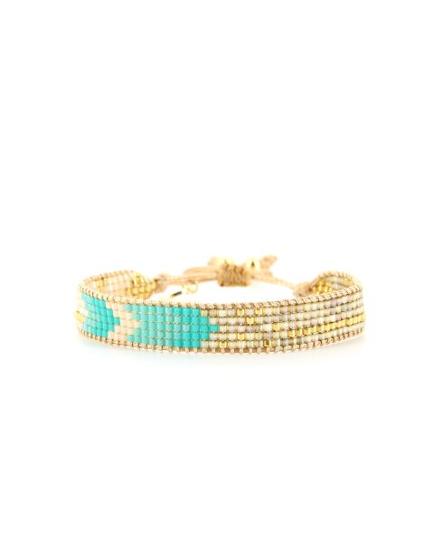 Bracelet Blue Maldive jade turquoise doré