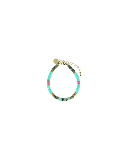 Bracelet Ibiza Beach color gold fuchsia turquoise