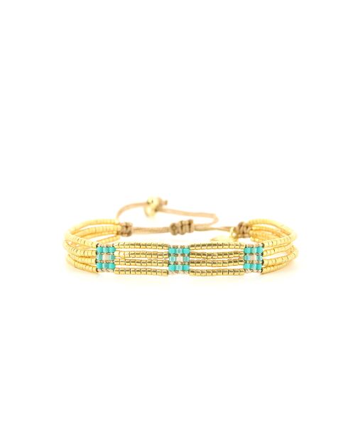 Bracelet Blue maldive rose turquoise doré