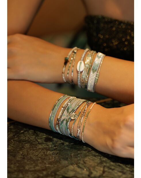 Bracelet Plage d'argent bobi vert argenté