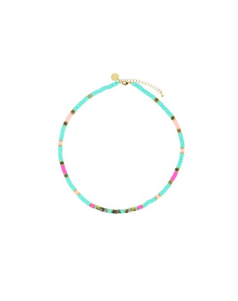 Collier Ibiza Beach color gold fuchsia turquoise rose