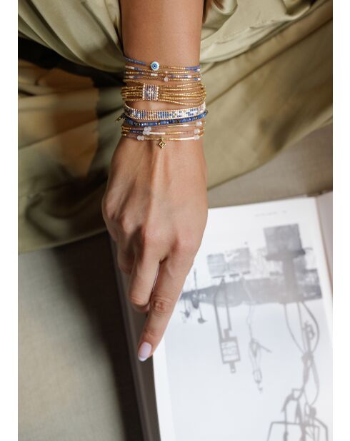 Bracelet Belle orchidée Romane bleu doré