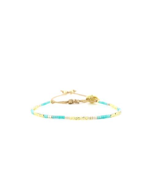 Bracelet Blue Maldive Eva turquoise doré