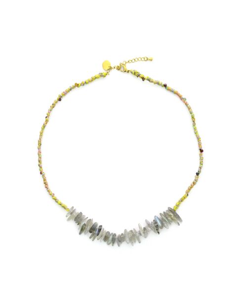 Collier Abby labradorite blanc gris