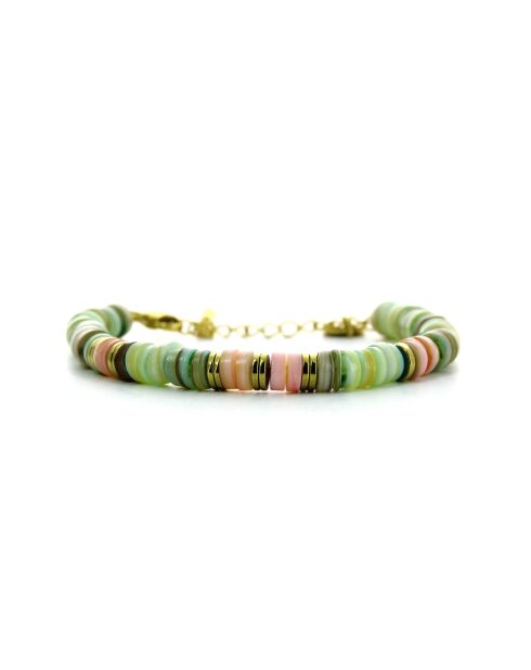 Bracelet Stone Ibiza Beach nacre rose vert pastel