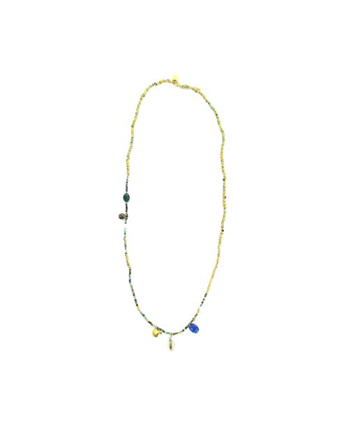 Sautoir Lila turquoise africaine hématite bleu