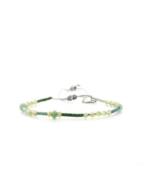 Bracelet Plage d'argent Mila vert argenté